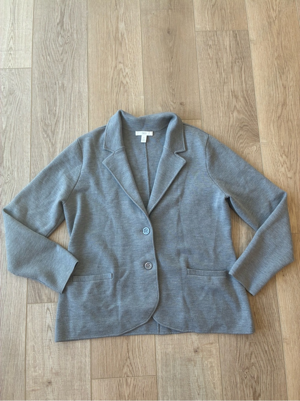 1901 light Gray Knit Blazer Jacket - Classic Tailored Style wool blend Fall XL